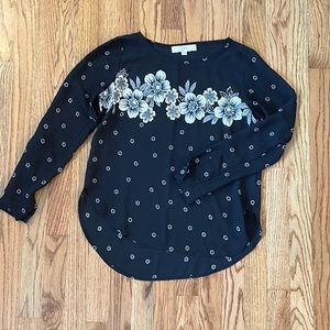 Ann Taylor LOFT- Navy Blouse